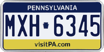 PA license plate MXH6345