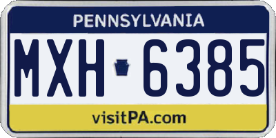 PA license plate MXH6385