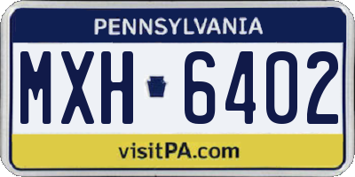 PA license plate MXH6402