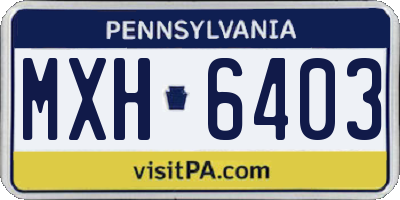 PA license plate MXH6403