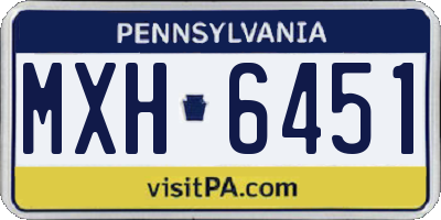 PA license plate MXH6451