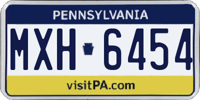 PA license plate MXH6454