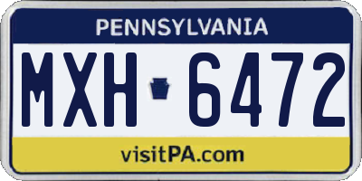 PA license plate MXH6472