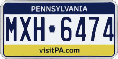 PA license plate MXH6474