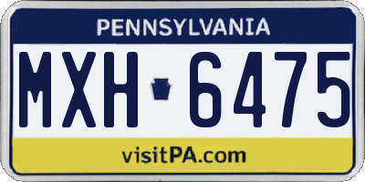 PA license plate MXH6475