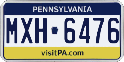 PA license plate MXH6476