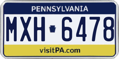 PA license plate MXH6478