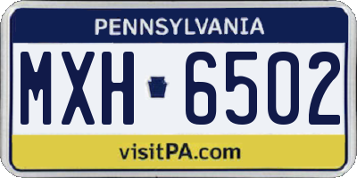 PA license plate MXH6502
