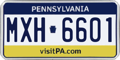 PA license plate MXH6601