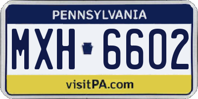 PA license plate MXH6602