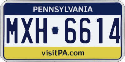 PA license plate MXH6614