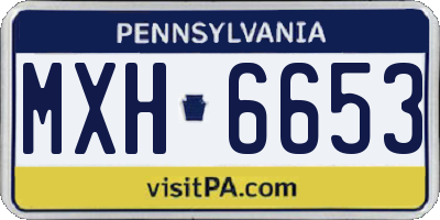 PA license plate MXH6653
