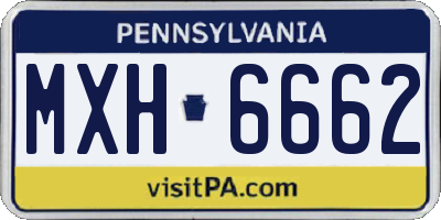 PA license plate MXH6662