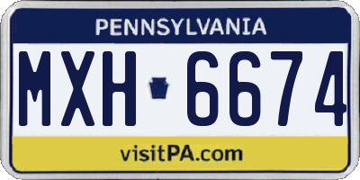 PA license plate MXH6674