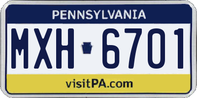 PA license plate MXH6701