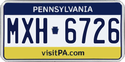PA license plate MXH6726