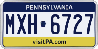 PA license plate MXH6727