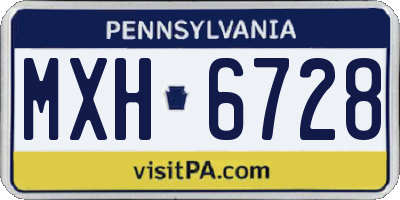 PA license plate MXH6728