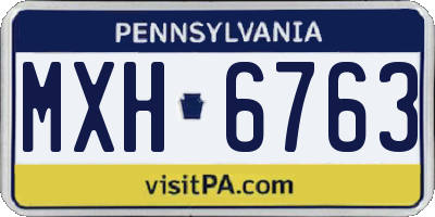 PA license plate MXH6763
