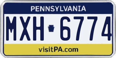 PA license plate MXH6774