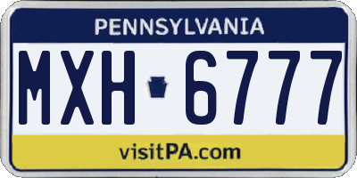 PA license plate MXH6777