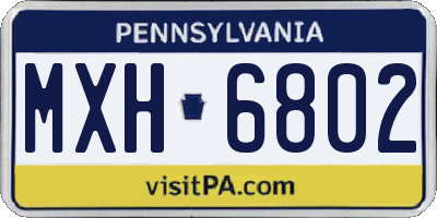 PA license plate MXH6802