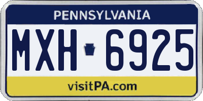 PA license plate MXH6925
