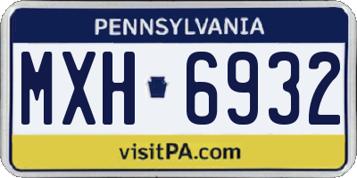 PA license plate MXH6932