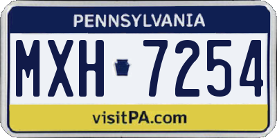 PA license plate MXH7254