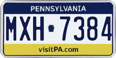 PA license plate MXH7384