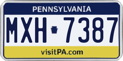 PA license plate MXH7387