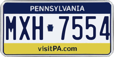 PA license plate MXH7554
