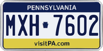 PA license plate MXH7602