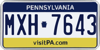 PA license plate MXH7643