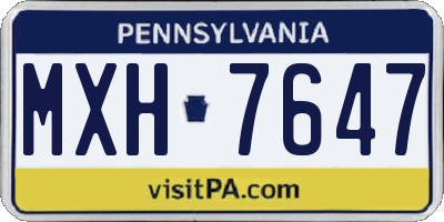 PA license plate MXH7647