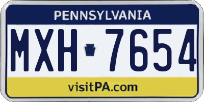 PA license plate MXH7654