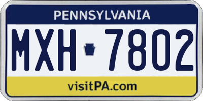 PA license plate MXH7802