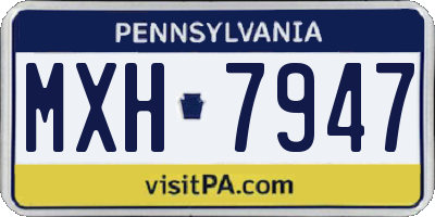 PA license plate MXH7947