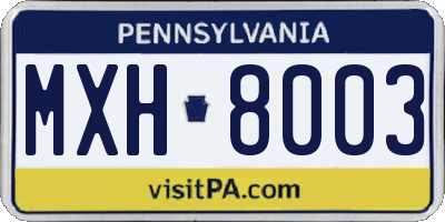 PA license plate MXH8003