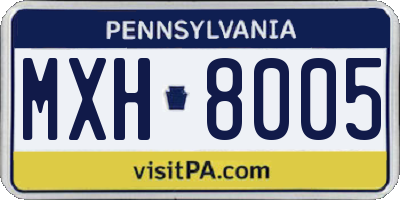 PA license plate MXH8005