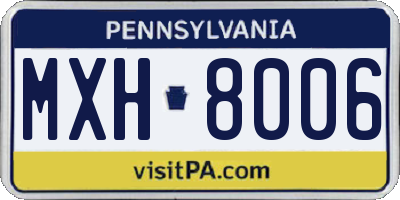 PA license plate MXH8006