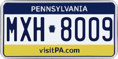 PA license plate MXH8009