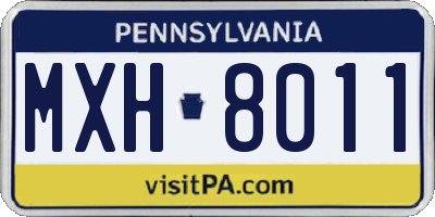 PA license plate MXH8011