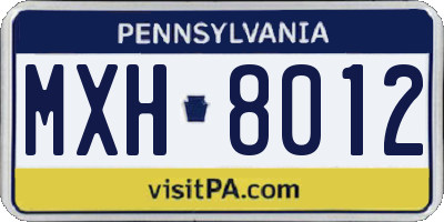PA license plate MXH8012