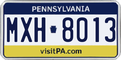 PA license plate MXH8013