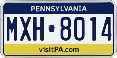 PA license plate MXH8014