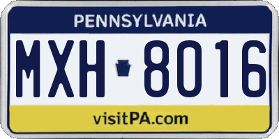 PA license plate MXH8016