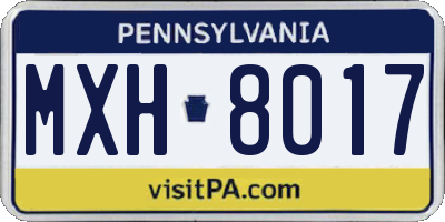PA license plate MXH8017