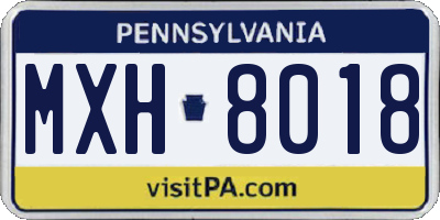 PA license plate MXH8018