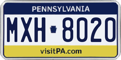 PA license plate MXH8020